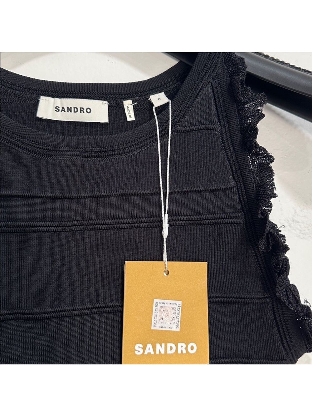 Sandro Black Sleeveless Cropped Knit Top - Picture 6 of 6